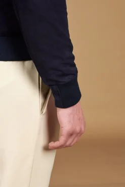 Uomo D'Arienzo Gaudil - Giacca Bomber in pelle camoscio blu due tasche