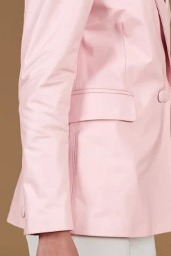 Donna D'Arienzo Giada - Blazer doppiopetto in pelle color rosa chiusura bottone