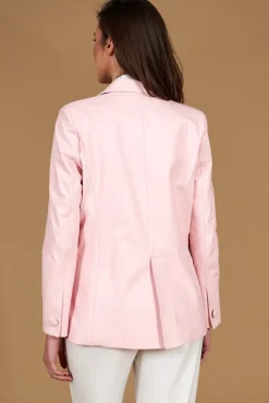 Donna D'Arienzo Giada - Blazer doppiopetto in pelle color rosa chiusura bottone