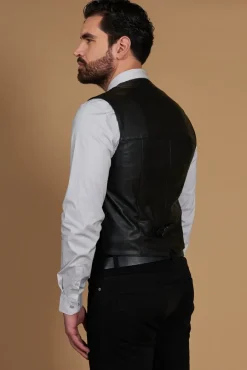 Uomo D'Arienzo Gilet - Gilet in pelle nera uomo stile classico