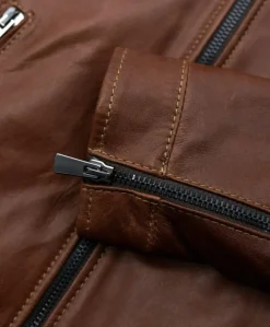 Donna D'Arienzo Giulia - Giacca biker in pelle cuoio pull up effetto vintage