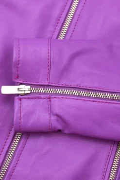 Donna D'Arienzo Giulia - Giacca biker in pelle naturale glicine effetto liscio