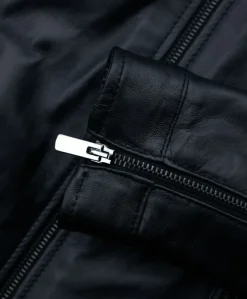 Donna D'Arienzo Giulia - Giacca biker in pelle nera nappa effetto liscio