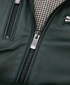Donna D'Arienzo Giulia - Giacca biker in pelle naturale verde effetto liscio