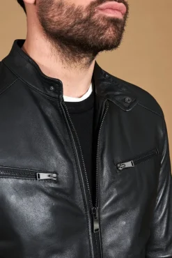 Uomo D'Arienzo Hamilton - Giacca in pelle nera quattro tasche nappa effetto liscio