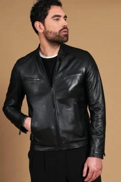 Uomo D'Arienzo Hamilton - Giacca in pelle nera quattro tasche nappa effetto liscio