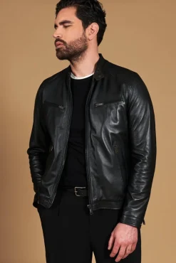 Uomo D'Arienzo Hamilton - Giacca in pelle nera quattro tasche nappa effetto liscio