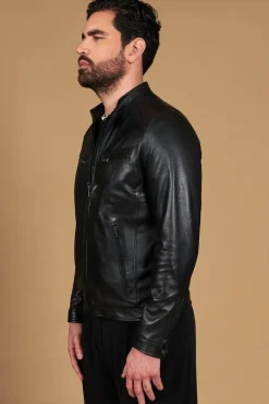 Uomo D'Arienzo Hamilton - Giacca in pelle nera quattro tasche nappa effetto liscio