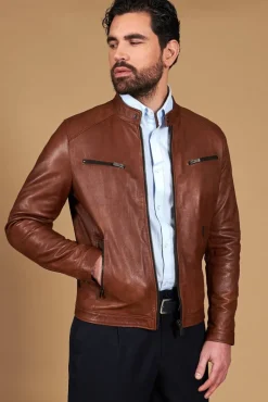 Uomo D'Arienzo Hamilton - Giacca in pelle pull up cuoio effetto vintage