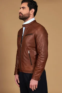 Uomo D'Arienzo Hamilton - Giacca in pelle pull up cuoio effetto vintage