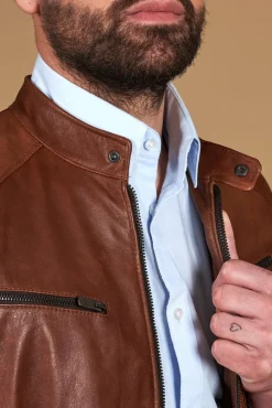 Uomo D'Arienzo Hamilton - Giacca in pelle pull up cuoio effetto vintage