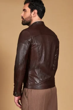 Uomo D'Arienzo Hamilton - Giacca in pelle testa di moro effetto vintage quattro tasche