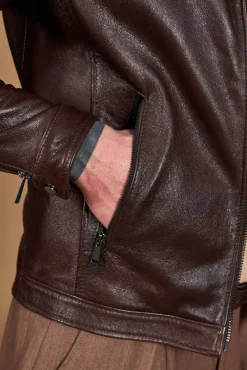 Uomo D'Arienzo Hamilton - Giacca in pelle testa di moro effetto vintage quattro tasche