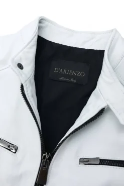 Uomo D'Arienzo Hamilton - Giacca in pelle nappa bianca quattro tasche effetto liscio