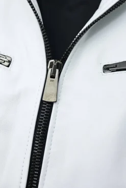 Uomo D'Arienzo Hamilton - Giacca in pelle nappa bianca quattro tasche effetto liscio