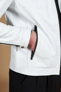 Uomo D'Arienzo Hamilton - Giacca in pelle nappa bianca quattro tasche effetto liscio