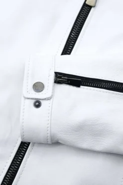Uomo D'Arienzo Hamilton - Giacca in pelle nappa bianca quattro tasche effetto liscio