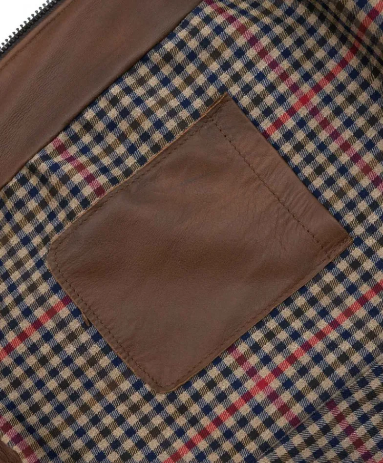 Uomo D'Arienzo Hamilton - Giacca in pelle marrone effetto vintage quattro tasche