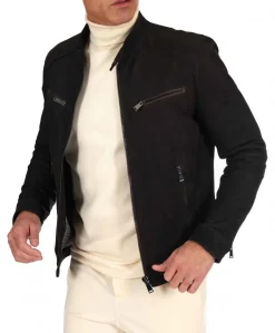 Uomo D'Arienzo Hamilton - Giacca in pelle nubuck testa di moro effetto raggrinzito