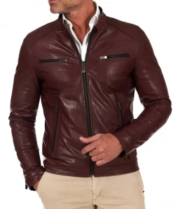 Uomo D'Arienzo Hamilton - Giacca in pelle vegetale colore vinaccio effetto vintage