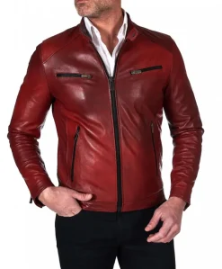 Uomo D'Arienzo Hamilton - Giacca in pelle naturale colore rosso nuvolato quattro tasche
