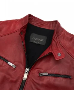 Uomo D'Arienzo Hamilton - Giacca in pelle naturale colore rosso nuvolato quattro tasche