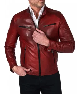 Uomo D'Arienzo Hamilton - Giacca in pelle naturale colore rosso nuvolato quattro tasche