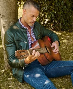 Uomo D'Arienzo Hamilton - Giacca in pelle verde naturale effetto liscio