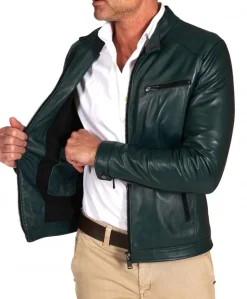 Uomo D'Arienzo Hamilton - Giacca in pelle verde naturale effetto liscio