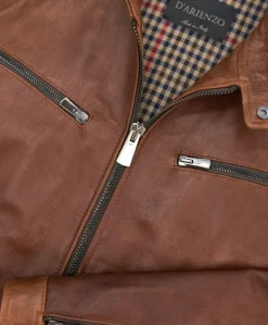 Uomo D'Arienzo Hamilton - Giacca in pelle cuoio effetto vintage quattro tasche