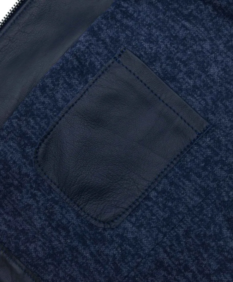 Uomo D'Arienzo Hamilton - Giacca in pelle blu quattro tasche nappa effetto liscio