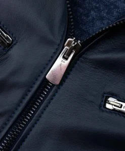 Uomo D'Arienzo Hamilton - Giacca in pelle blu quattro tasche nappa effetto liscio