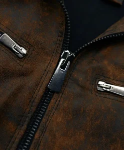 Uomo D'Arienzo Hamilton - Giacca in pelle marrone effetto anticato quattro tasche
