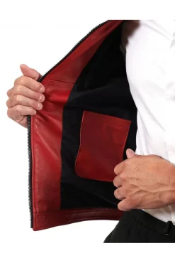 Uomo D'Arienzo Hamilton - Giacca in pelle rossa nappa effetto liscio
