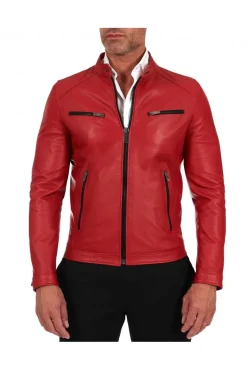 Uomo D'Arienzo Hamilton - Giacca in pelle rossa nappa effetto liscio
