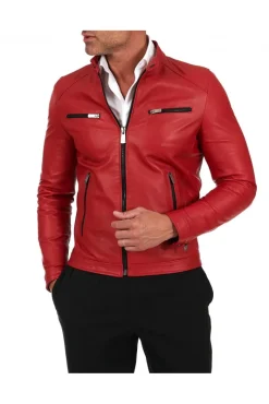 Uomo D'Arienzo Hamilton - Giacca in pelle rossa nappa effetto liscio