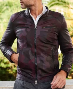 Uomo D'Arienzo Hamilton - Giacca in pelle militare bordeaux effetto liscio