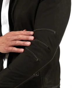 Uomo D'Arienzo Havana - Giacca in pelle nubuck testa di moro con impunture a contrasto