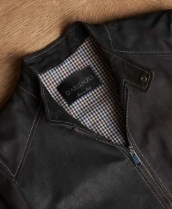 Uomo D'Arienzo Havana - Giacca in pelle nubuck testa di moro con impunture a contrasto