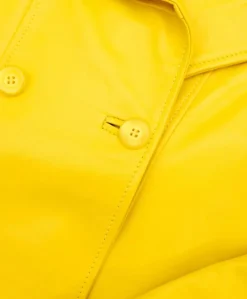 Donna D'Arienzo Hazel - Cappotto in pelle nappa gialla doppio petto spacchi laterali