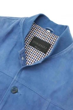 Uomo D'Arienzo Jeff - Gilet in pelle camoscio blu denim con bottoni