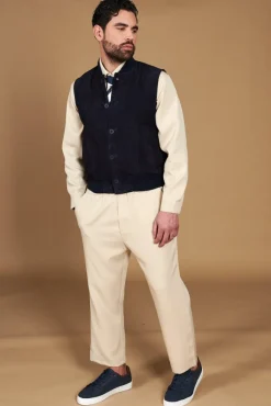 Uomo D'Arienzo Jeff - Gilet in pelle camoscio blu con bottoni