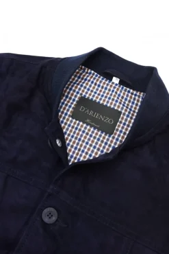 Uomo D'Arienzo Jeff - Gilet in pelle camoscio blu con bottoni