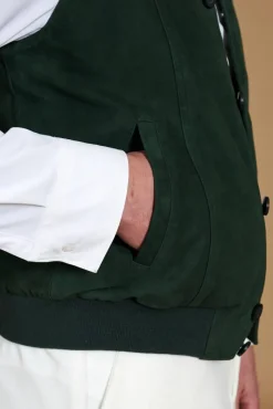 Uomo D'Arienzo Jeff - Gilet in pelle camoscio verde con bottoni