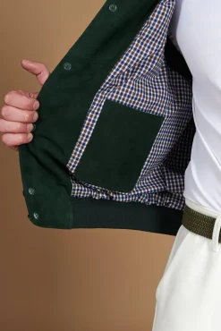 Uomo D'Arienzo Jeff - Gilet in pelle camoscio verde con bottoni