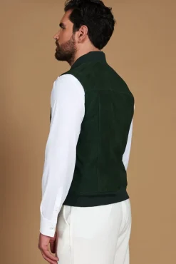 Uomo D'Arienzo Jeff - Gilet in pelle camoscio verde con bottoni
