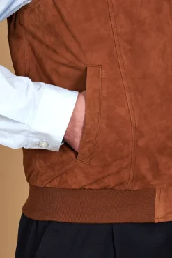 Uomo D'Arienzo Jeff - Gilet in pelle camoscio color cuoio con bottoni