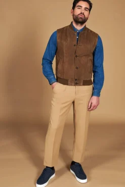 Uomo D'Arienzo Jeff - Gilet in pelle camoscio color fango con bottoni