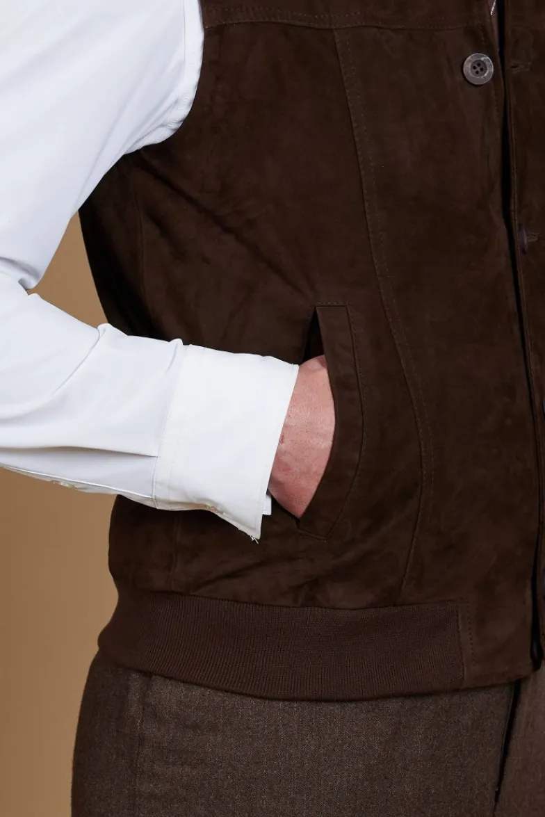 Uomo D'Arienzo Jeff - Gilet in pelle camoscio testa di moro con bottoni