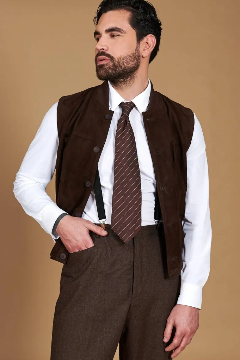 Uomo D'Arienzo Jeff - Gilet in pelle camoscio testa di moro con bottoni